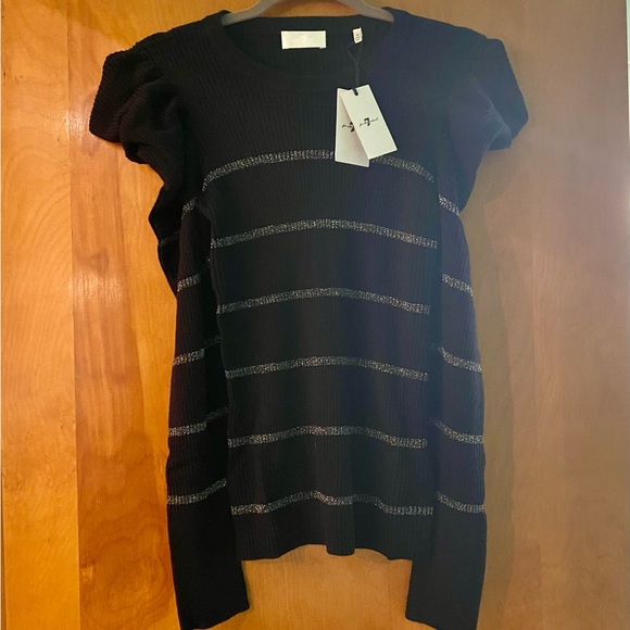 7 For All Mankind Puff Sleeve Rib Sweater Medium BNWT - Picture 4 of 9